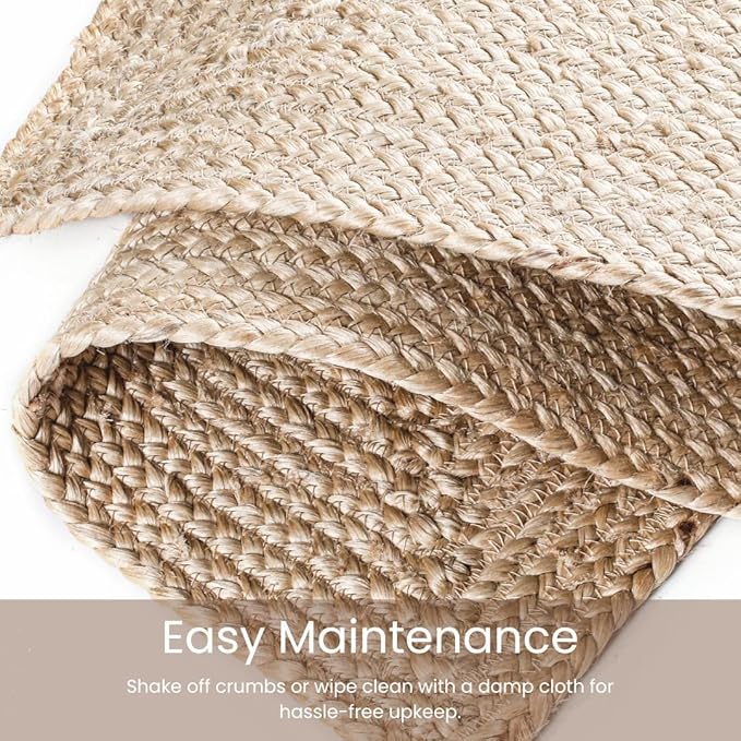 Handcrafted Braided Jute Table Runner - 13x36 Inch 100% Jute Handwoven Rustic Vintage Table Decor, Durable Non-Slip for Dining, Coffee, or Entryway Tables - Natural Farmhouse Table Runner