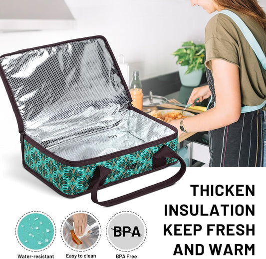 MIER Insulated Casserole Carrier for Hot or Cold Food Thermal Food Carrier Bag for Lasagna Potluck Parties Picnic Cookouts, Fits 9"x13" Baking Dish/Foil Pan, Teal