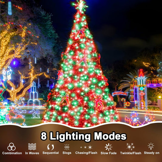 114 FT 350 LED String Lights Outdoor Indoor, Christams String Lights Waterproof 8 Modes & Timer, Fairy Lights Plug in for Bedroom, Weeding, Patio, Party, Holiday,Christmas Decor(Red+Green)