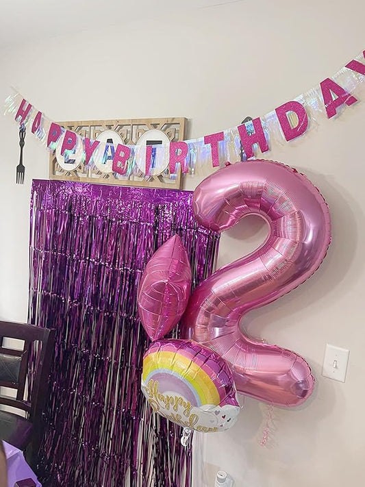 Pink 4 Balloon, 4th Birthday Decorations Girl, Number 4 Balloons for 4th 14 Boy, Happy 40th Birthday Party Decorations Women, Number Balloons 40 Inch for Graduations Anniversary