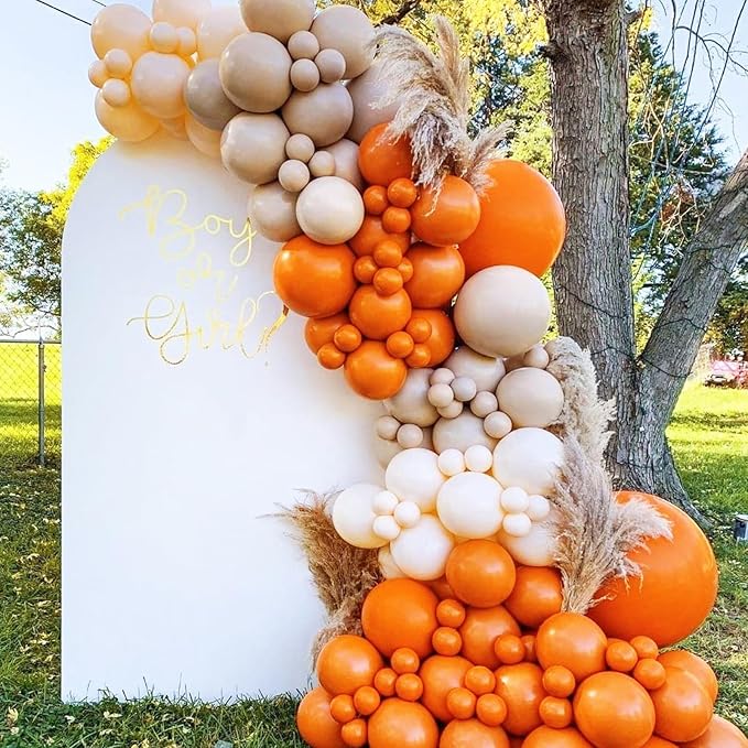 RUBFAC 120pcs Balloons for Birthday Baby Shower Graduation Anniversary Wedding Party Supplies Garland Arch Decoration,12 Inches,Orange