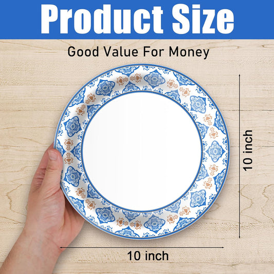 10 Inch Blue Floral Paper Plates, 150pcs Large Disposable Plates, Heavy Duty Flower Plate Tableware for Party, Daily Use, Soak Food,Cut Food, Family Gathering, Dinner Time Birthday Wedding