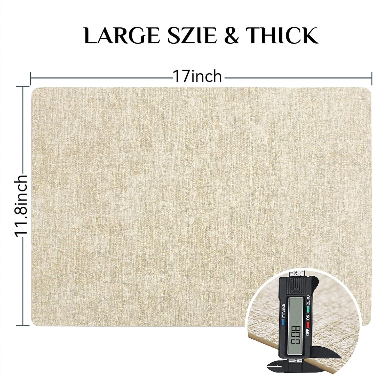 Softalker Vinyl Placemats Set of 6 - Faux Leather Heat Resistant Place Mats, 100% Waterproof Oilproof Wipe Clean Table Mats for Indoor & Outdoor Use, 17’’×12’’, Beige