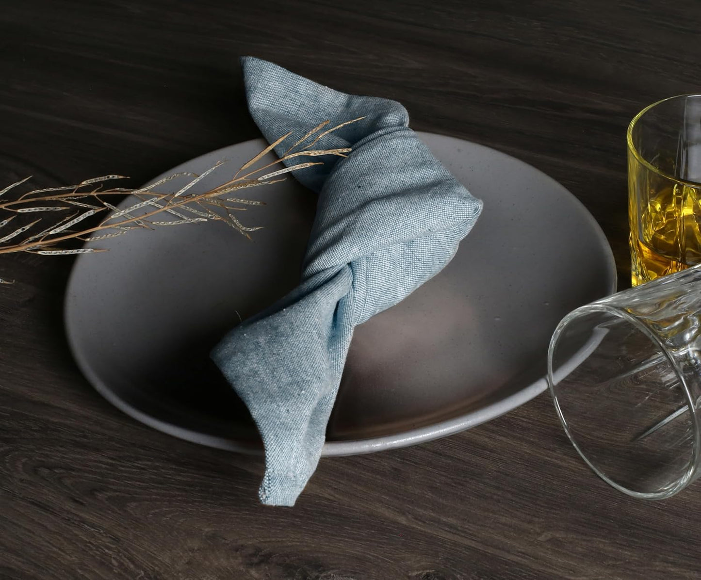 Native Fab Solid Cloth Napkin Set of 4, 100% Chambray Cotton, Washable, Reusable Dinner Cloth Napkin 17x17 inches, Table Decor Napkins for Dinner, Events, Teal Green