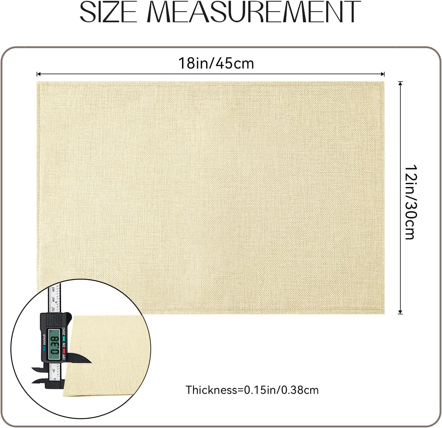 Romanstile Cloth Placemats Set of 4-12 x 18 Inch, Heat Resistant Double Layered Thickened Burlap Place Mats, Washable Linen Farmhouse Table Mats for Kitchen/Dining/Party/Outdoor, Cream
