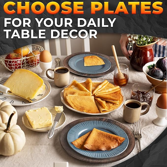 Easter Plastic Chargers for Dinner Plates Set of 4 - Large 13" Round Design -Colorfast and Elegant, Suitable for Dinner Settings, Weddings | Great Festive Home Decor Gifts, Faux Wood Charger Plates