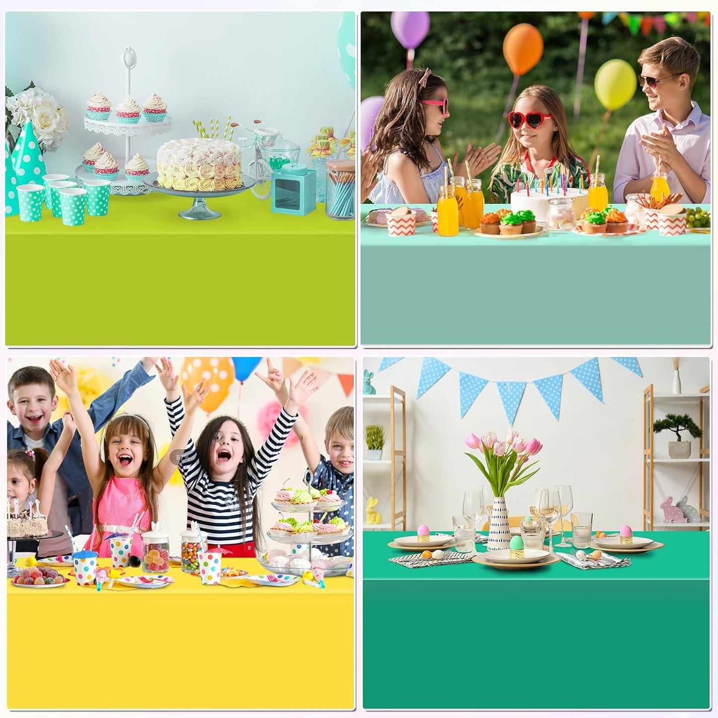 12 Pack Hawaiian Plastic Tablecloth for Rectangle Tables, Pink Green Yellow Tropical Disposable Table Cover, Luau Rectangle Table Cloth for Summer Flamingo Birthday Picnic Party Supplies Decorations