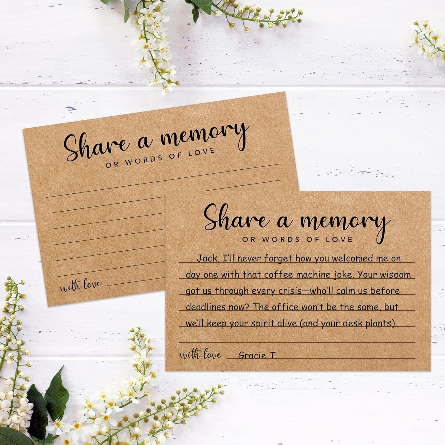 Minimalism Share a Memory Cards for Celebration of Life, Graduation, Retirement, Birthdays, Guest Book Ideas, Funeral Sign In Book For Memorial Service, 4x6 Inches Set of 50 Pcs -A07