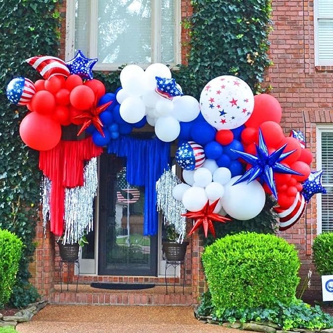 YMSZ Red and Blue Balloon Garland Arch Kit, 134pcs Royal Blue and Red Latex Balloons for Birthday, Graduation, Independence Day Decorations