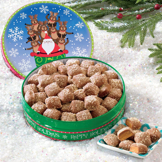 The Swiss Colony Mini Butter Toffee Gift Tin – Milk Chocolate Covered Crispy Butter Toffee with Almonds Candy for Gift Baskets, Chocolate Treats for Snacking and Gifting