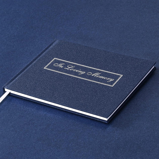 Funeral Guest Book for Memorial Service in Loving Memory Guest Book for Funeral Guest Sign in Book (Book and Pen, Navy)