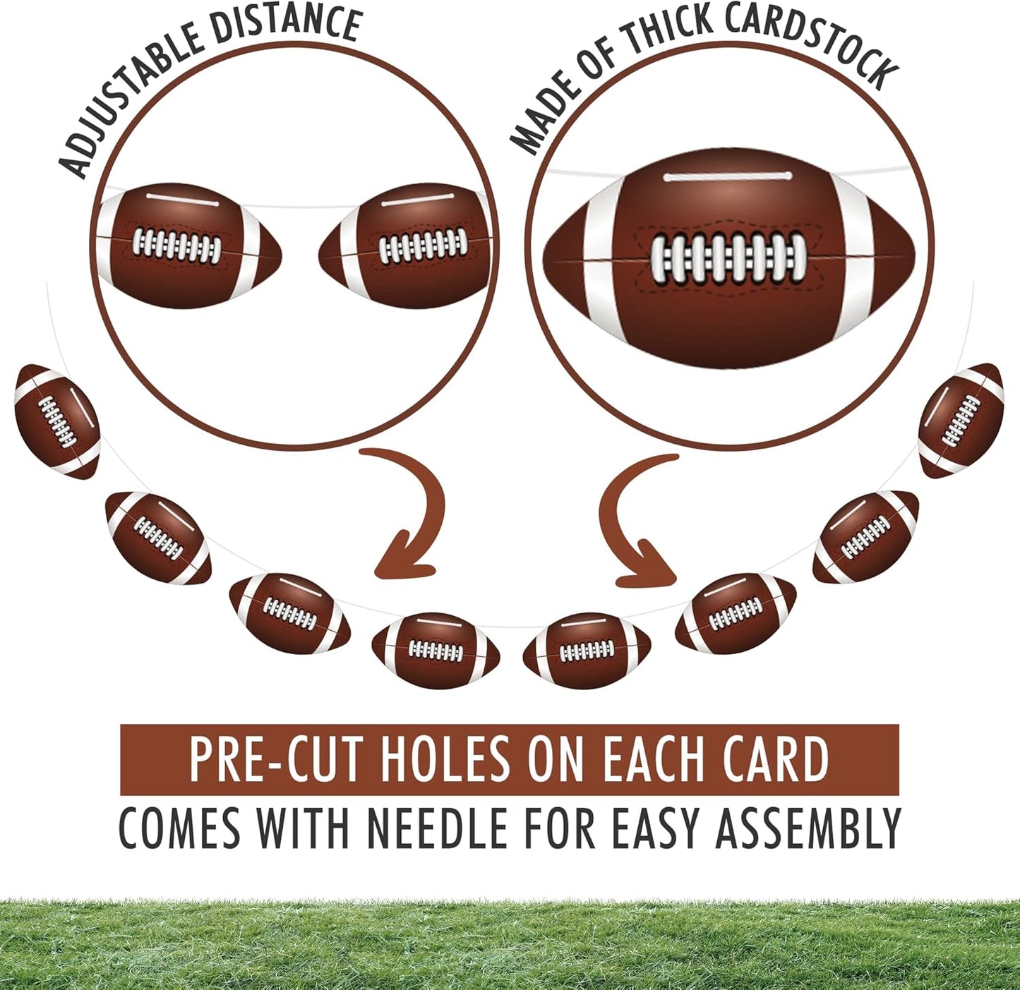 6PC - Football Party Decorations - Football Banner - Football Hanging Decorations Decor for Themed Birthday Party Bowl Game Fans Home Garland Supplies Flag