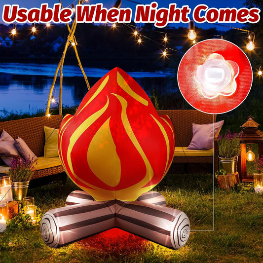 5FT Christmas Inflatable Campfire Winter Blow-up Fake Campfire Built-in 4 LED Lights for Christmas Inflatables Outdoor Decorations Xmas Inflatable Fire for Bonfire Birthday Party Decor Yard Lawn