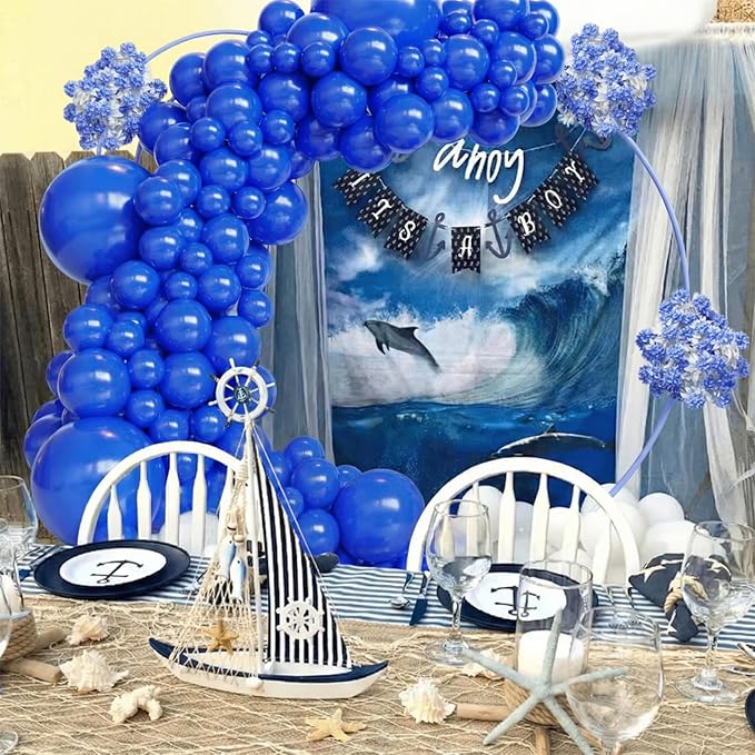 Blue Balloons Arch Kit,130pcs Royal Blue Balloon Garland,Different Sizes Blue Latex Balloons for Graduation Party,Baby Shower,Gender Reveal,Under The Sea Birthday Party Decorations