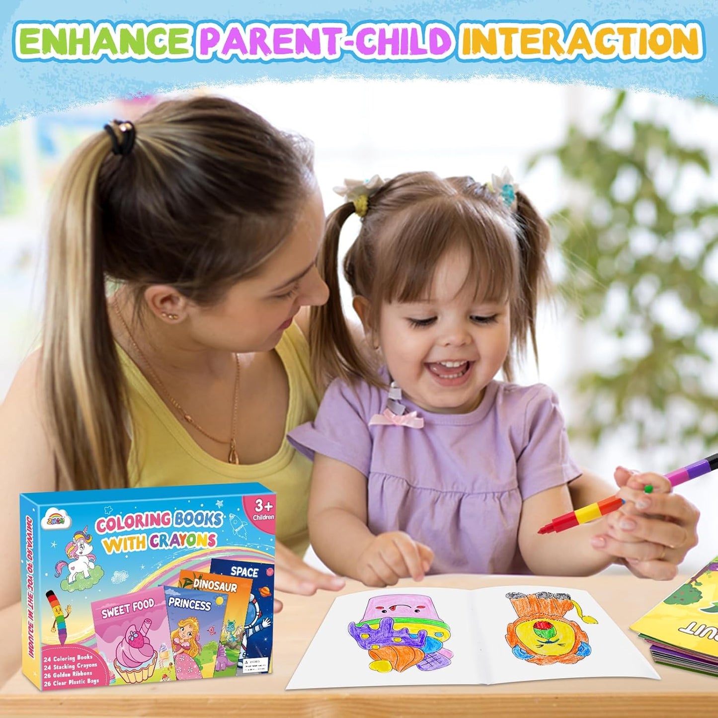 ZMLM 24 Coloring Books for Kids Party Favors: Bulk 24 Crayons Mini Coloring Books for Kids Ages 4-8 Birthday Goodie Bags Stuffers Toddlers Return Gifts Classroom Prizes Teacher Crafts (Classic)