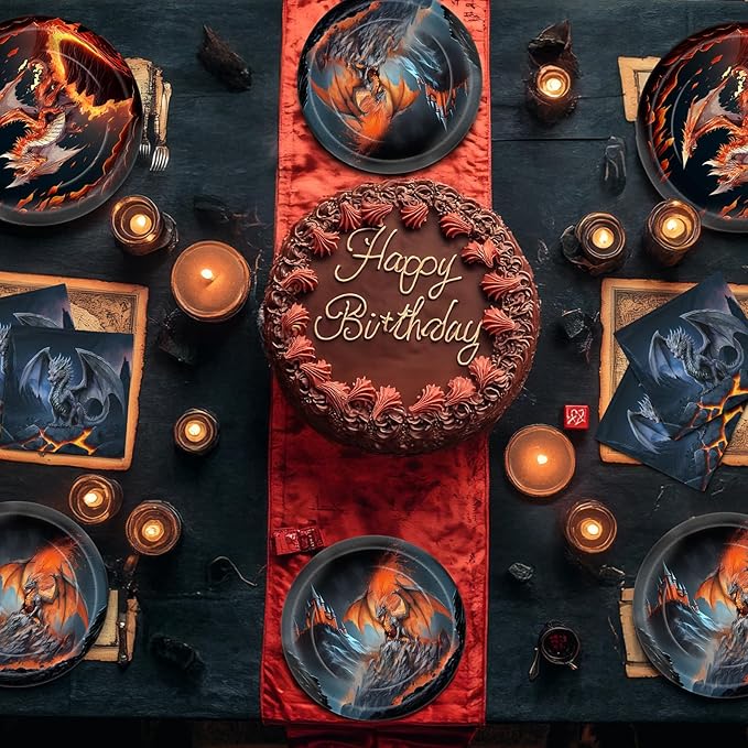 Dragon Party Decorations - Dragon Party Plates and Napkins for Kids Birthday Party, Serves 40 Guests