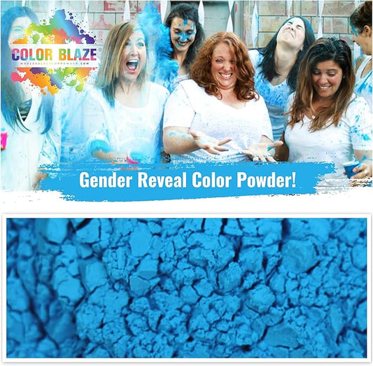 Color Blaze Blue Baby Gender Reveal Powder - 2 Pounds of Colored Powder for Boy - for Motorcycle Burnout, Toss, Photoshoot, Party & Festival - Combo Pack of 2 Bags with 1 Pound - Blue