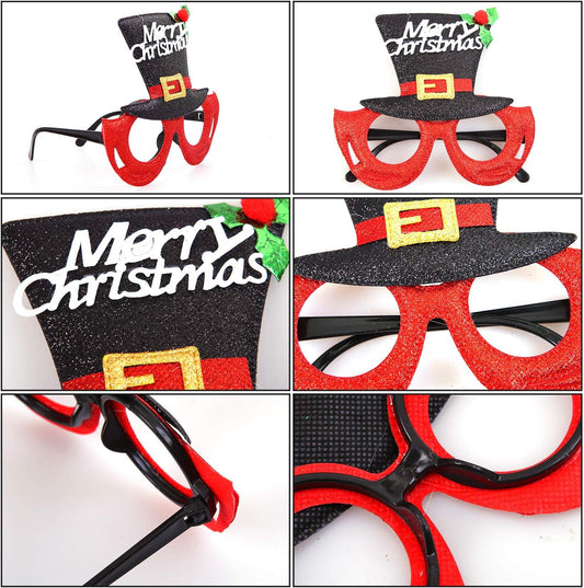 URATOT 20 Styles Christmas Party Glasses Frames Christmas Decoration Eyeglasses Xmas Costume Glasses Frame for Holiday Favors