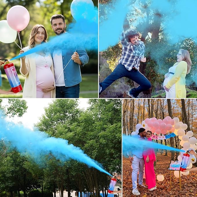 QIYVLOS Giant Gender Reveal Fire Extinguisher 2 Packs, Gender Reveal Ideas, Baby Boy Reveal Party Ideas for Gender Reveal Decorations with 2.3ib Powder (Blue)