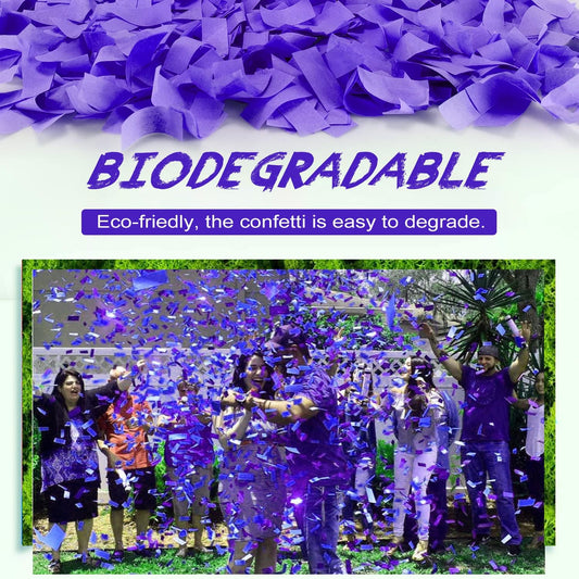 Violet Confetti Poppers, 15 Inch Purple Party Poppers, Air Powered Confetti Gun for Birthday, Wedding, Graduate Celebrations