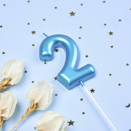 PHD CAKE 2.76 inch Classical Blue 2 Number Birthday Candles, Blue Number Candles, Cake Number Candles, Party Celebration