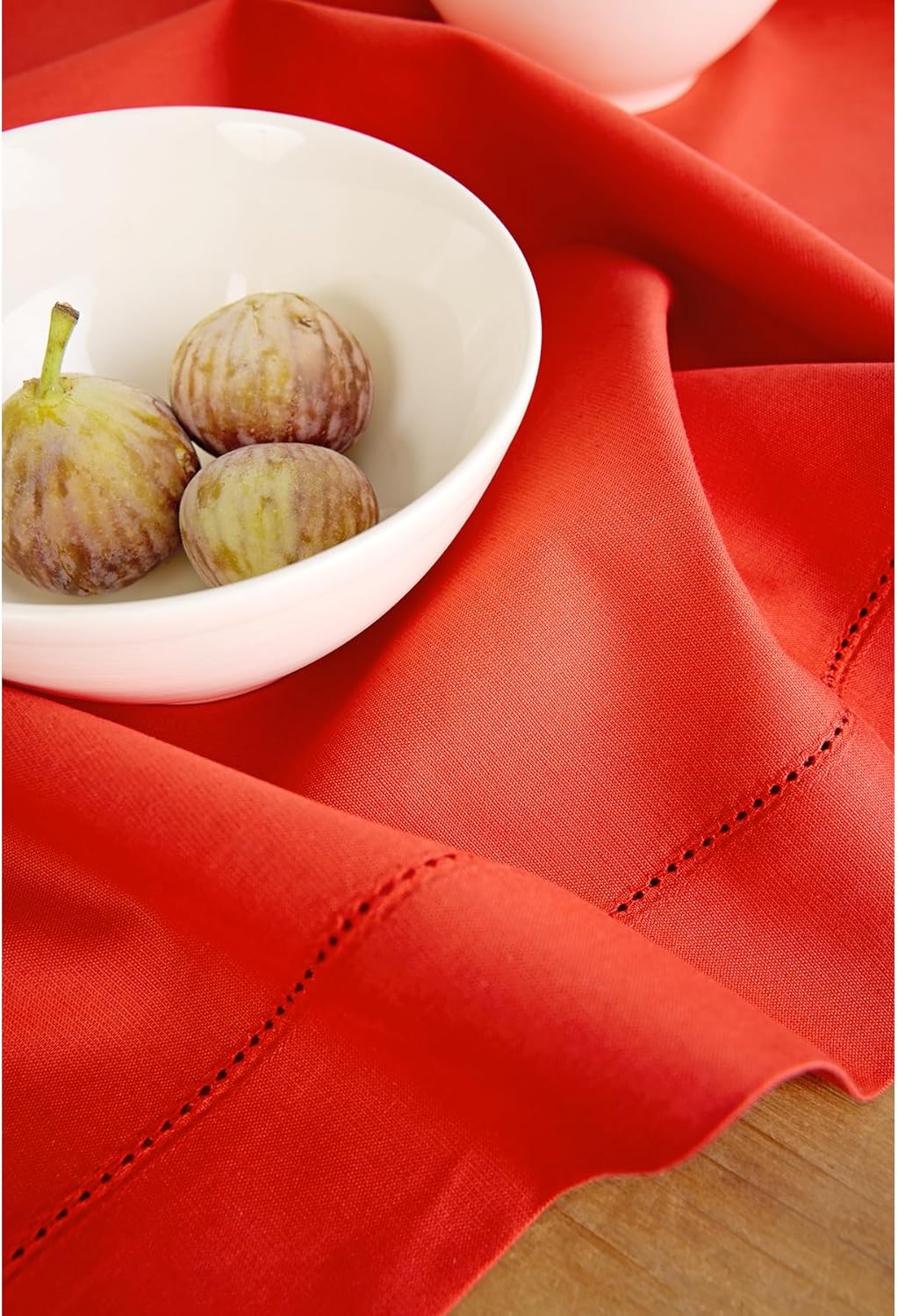 Solino Home Table Runner 90 Inches Long - Cotton Linen Hemstitch Poppy Red Table Runner 14 x 90 Inch for Halloween