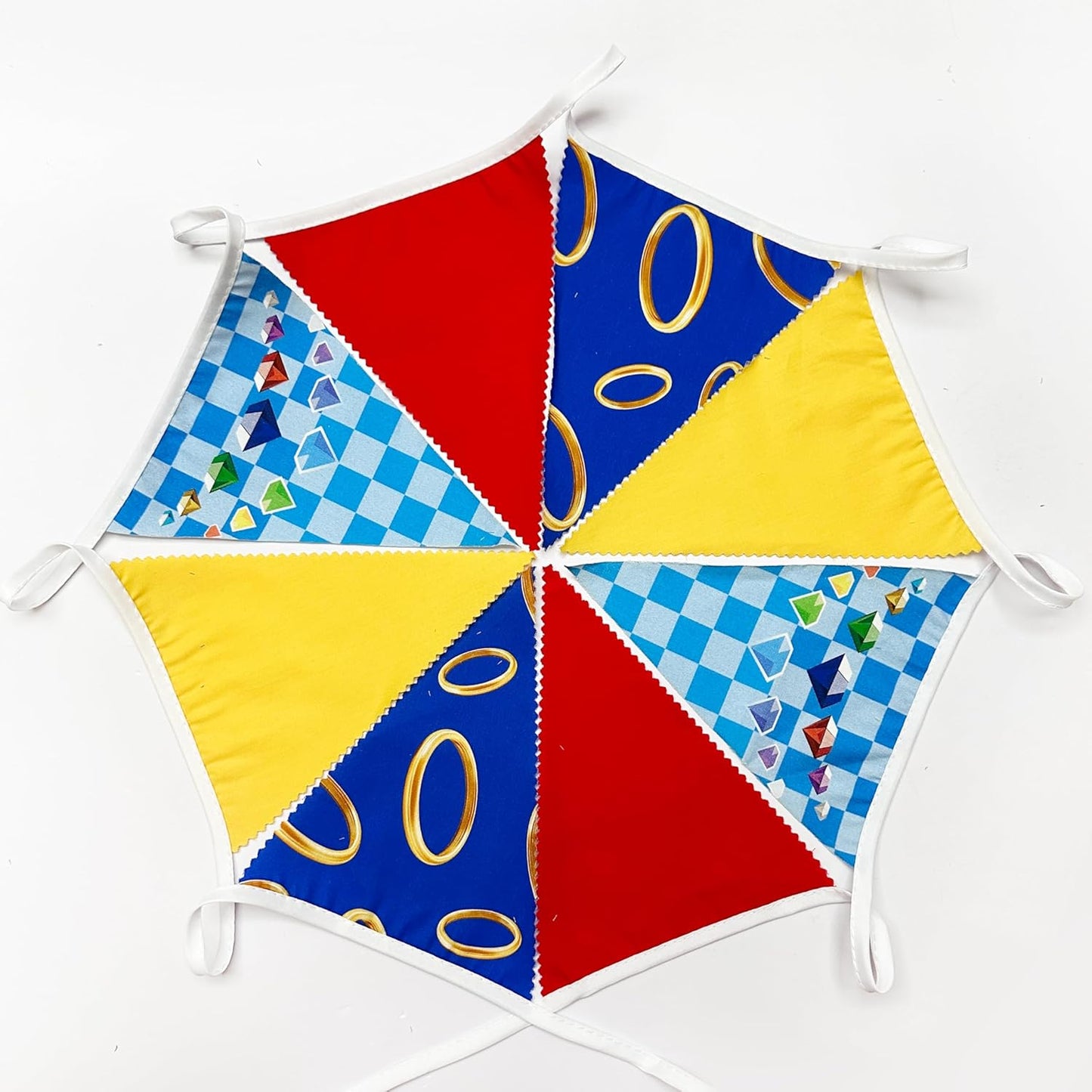 32Ft Hedgehog Birthday Party Decorations Red Blue Yellow and Golden Rings Triangle Flag Pennant Banner Fabric Garland Streamer for Kids Boys Cartoon Birthday Hedgehog Baby Shower Party Decor Supplies