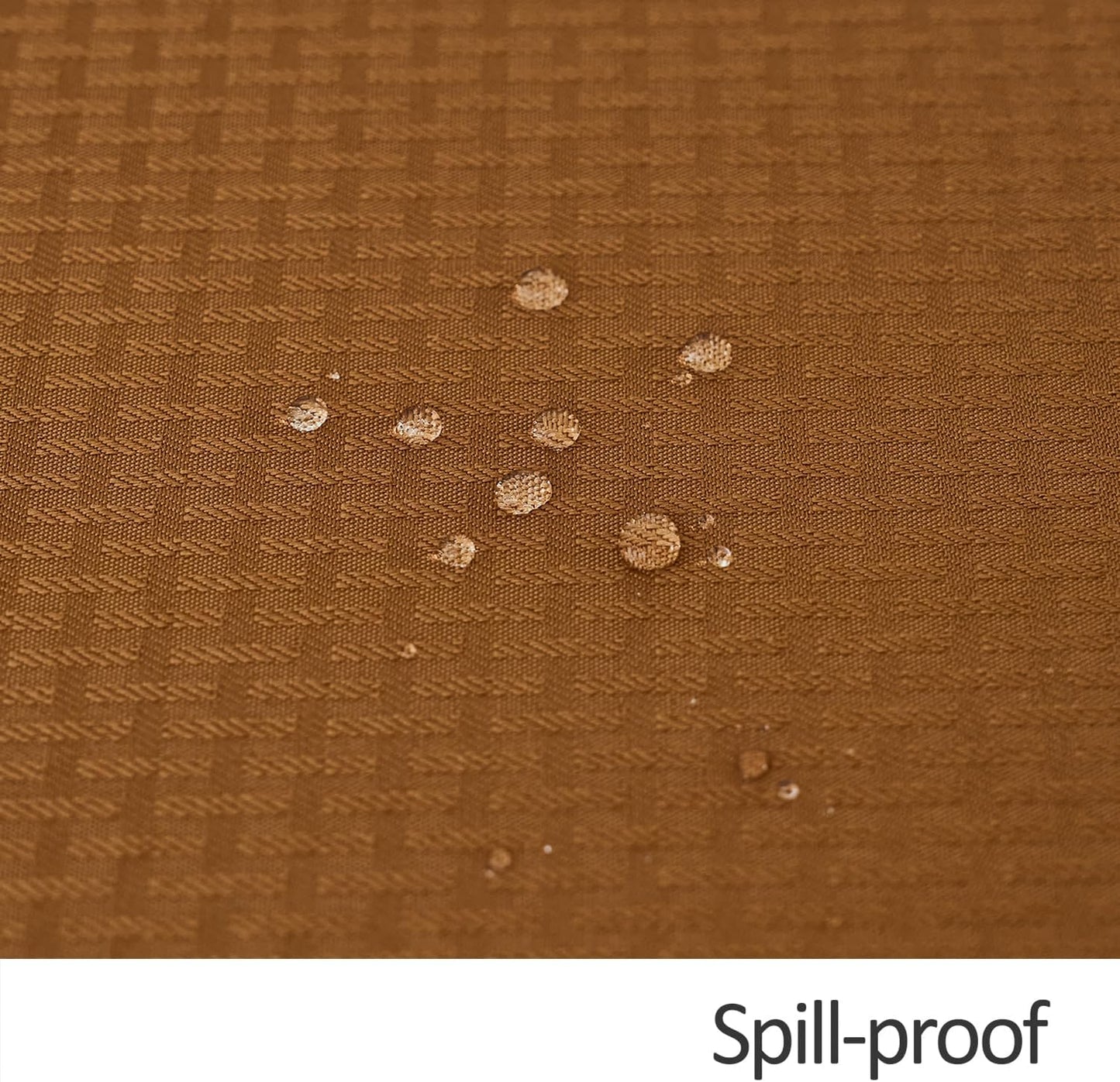 maxmill Fall Tablecloth Weaved Texture Design Stain Resistant Waterproof Anti-Shrink Spillproof Washable Soft Table Cloth for Dining Room Harvest Thanksgiving Parties, Round 70 Inch, Amber