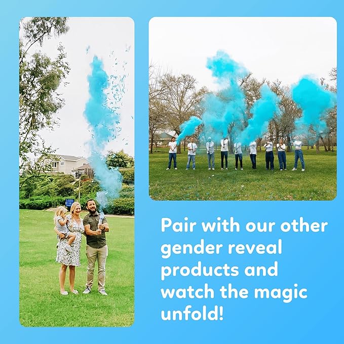 Blue Baby Gender Reveal Fire Extinguisher Smoke Bombs Powder Cannon Gold | 1 Blue | Fireworks Alternative | Biodegradable | Decorations for Photoshoots, Celebrations, Parties | TUR Party Supplies