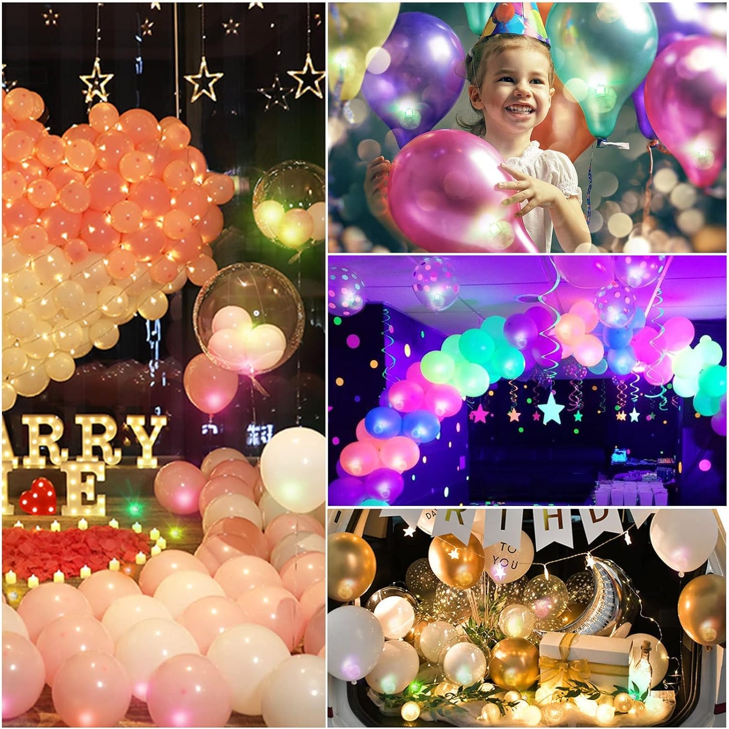 ZGWJ Mini LED Lights, 50PCs Neon Party Lights for Balloons, Paper Lanterns, Wedding, Birthday, Christmas, Halloween Decoration