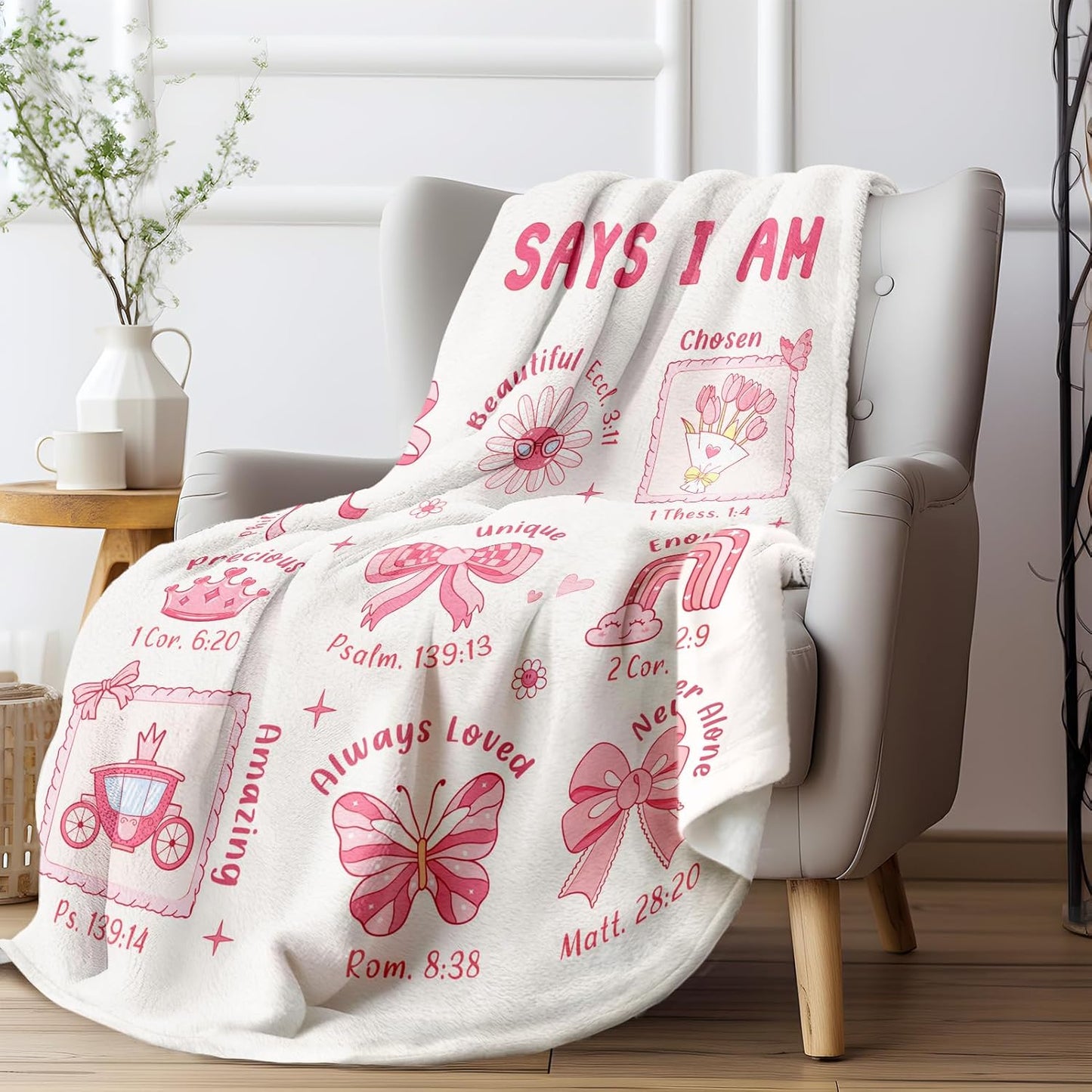 Baptism Gifts for Girl Christening, Christian Gifts for Women Faith, Flannel Soft Baptism Blanket Decor, Religious Gift for Women on Birthday Christmas, Bible Verse Scripture Prayer Blanket