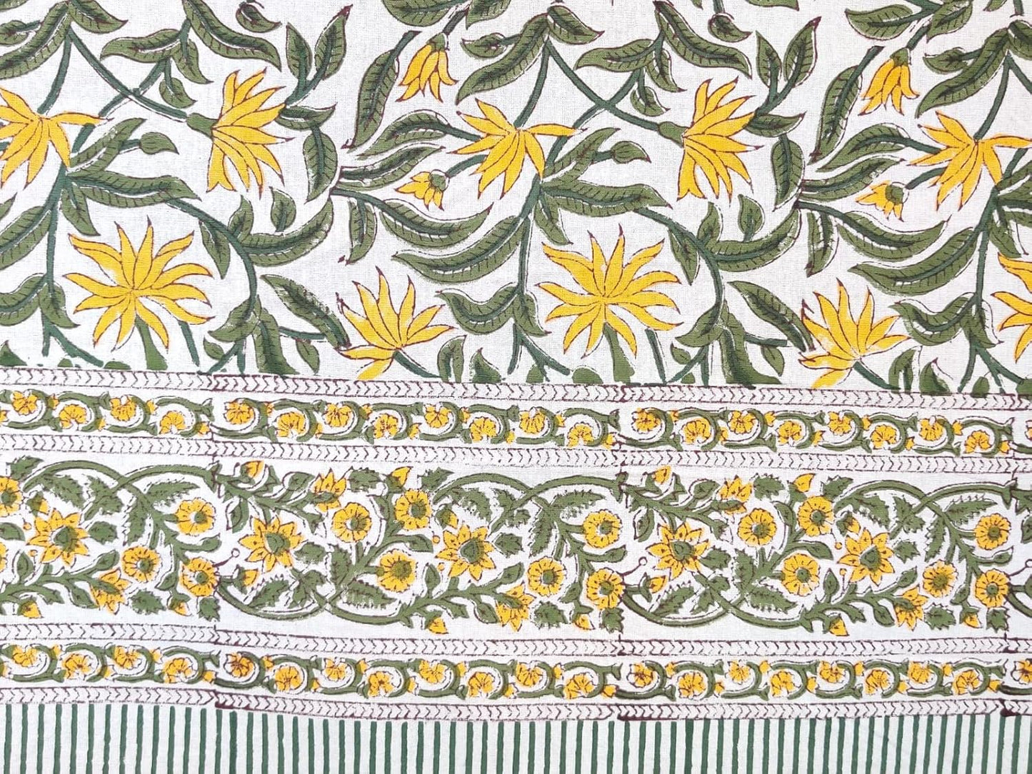 ATOSII Noor 100% Cotton Rectangle Spring Tablecloth, Handblock Floral Print Linen Table Cloth for Kitchen Dining I Parties, Outdoors, Weddings, Easter Holidays I 72 X 140 Inches I 12 Seater