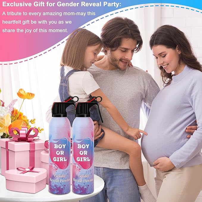 Large Gender Reveal Smoke Bombs 4 Packs, Pink & Blue Biodegradable Powder Spray for Baby Boy or Girl Reveal, Long-Lasting 10ft Smoke Effect, Unique Gender Reveal Ideas & Party Decorations
