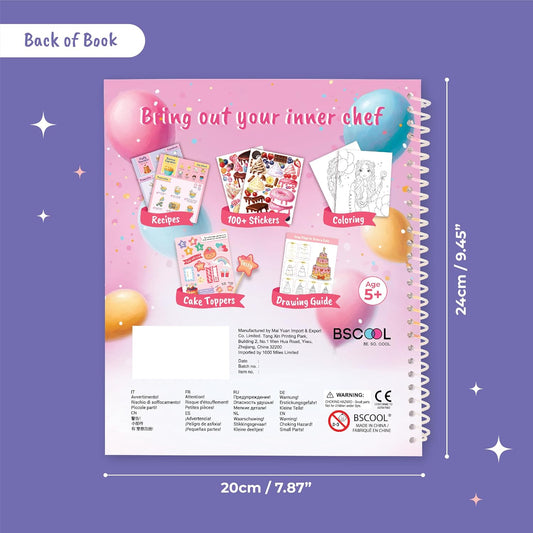 BSCOOL - Drawing, Coloring & Activity Book: Play and Bake with Stickers, Guides and Recipes. Dress Up Your Cake Deisign for Kids 5 and Up.