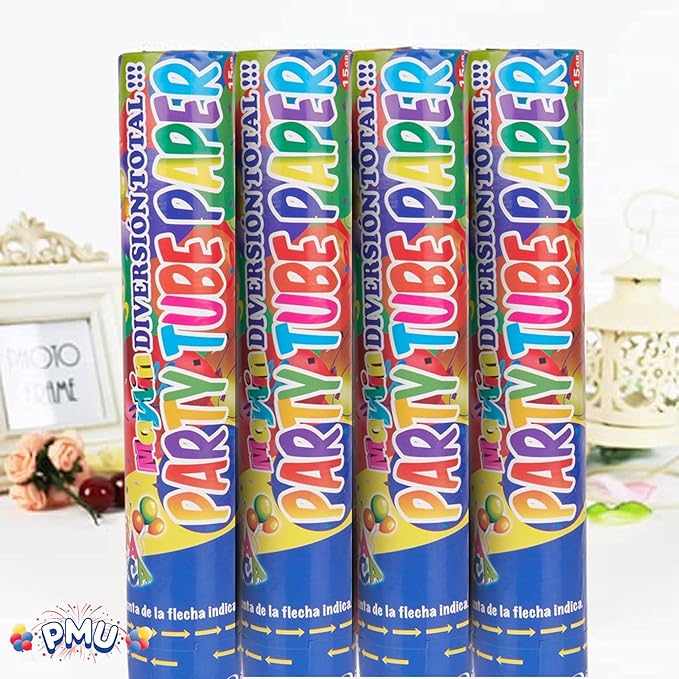PMU Cannons Party Poppers - Confetti Blaster for Drive-by Birthdays-Celebrations, Graduation, Wedding, Christmas, New Year’s Eve - Party Poppers Confetti Shooters - 12 inch, Pkg/3
