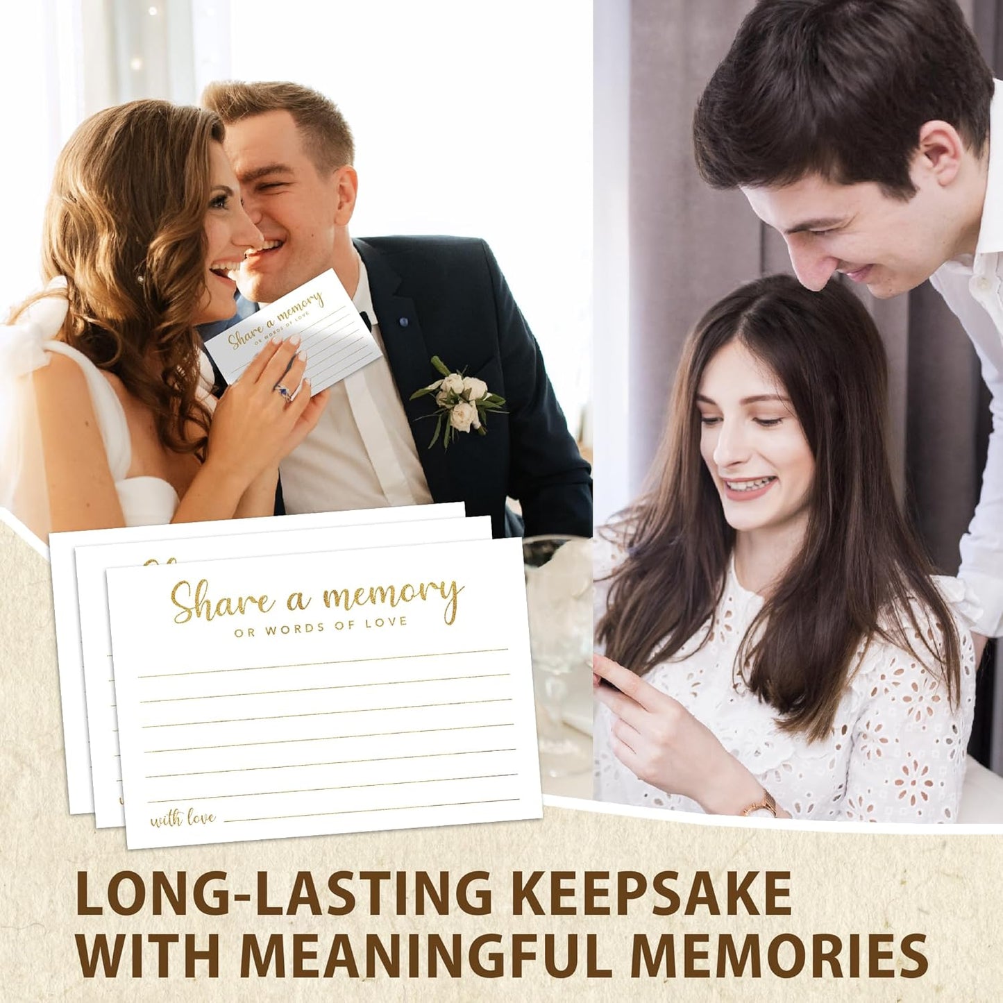 Share a Memory Cards for Celebration of Life, Graduation, Retirement, Birthdays, Guest Book Ideas, Funeral Sign In Book For Memorial Service, 4x6 Inches Set of 50 Pcs(Gold) -A10
