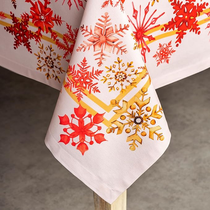 Maison d' Hermine Table Cloth Rectangle Table 100% Cotton 60 x 108 Inches Fall Tablecloth Reusable Everyday Use for Thanksgiving Christmas Decorations Dining Farmhouse Party (Crystal Star)
