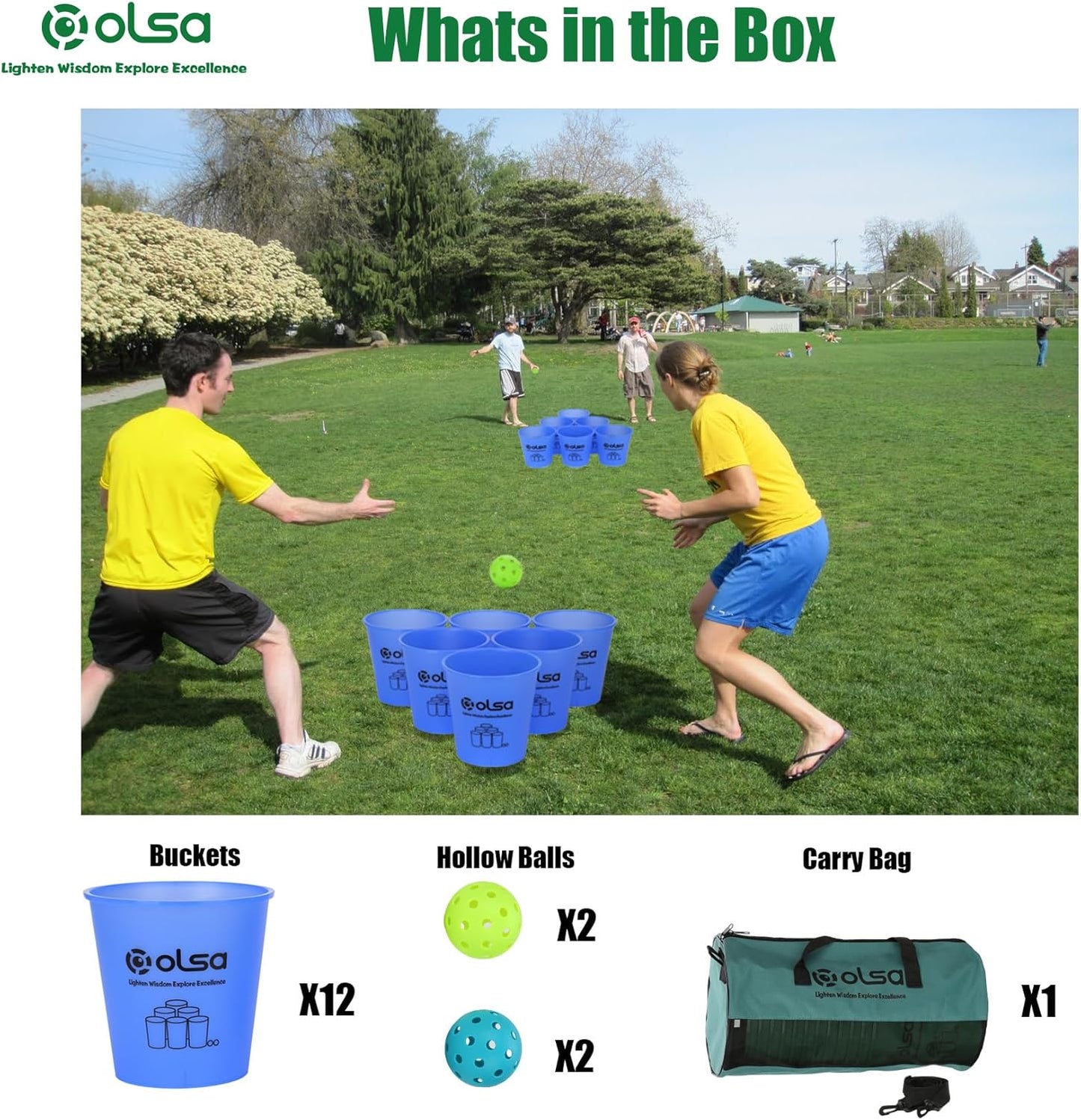 Olsa Giant Yard Pong Outdoor Games, Classic Toss Games for Beach Camping Lawn Backyard Party, Indoor Outdoor Game for Adults (Blue Glow in Dark)