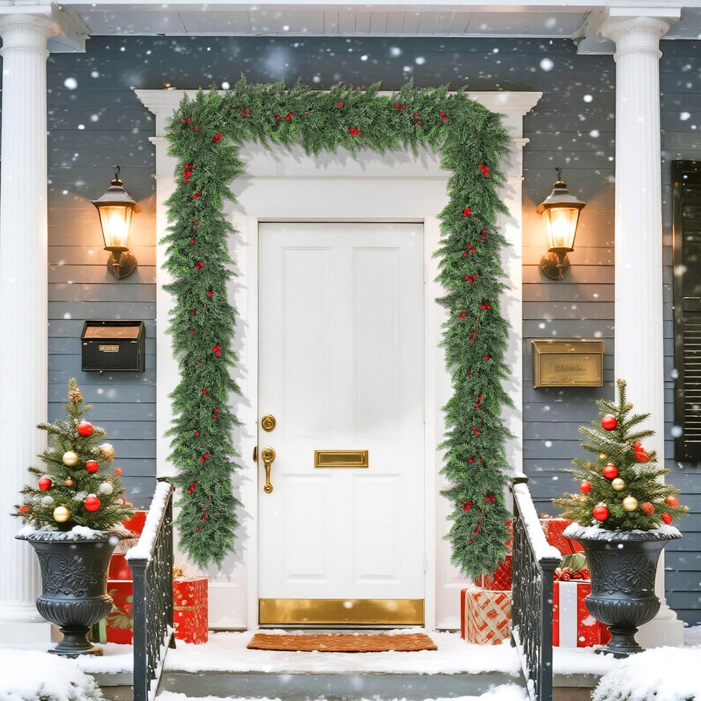 6ft Christmas Cedar Garland with Soft Thickness Pine,Thick and Lush,Artificial Green Faux Cedar Pine Garland for Christmas Winter Home Mantel Fireplace Holiday Party Décor (6FT)