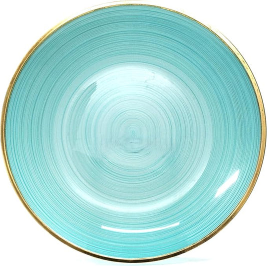 " OCCASIONS " 120 Plates Pack,(60 Guests) Premium Wedding Party Disposable Plastic Plates Set -60 x 10'' Dinner + 60 x 7'' Salad/Dessert (Belize, Aqua & Gold)