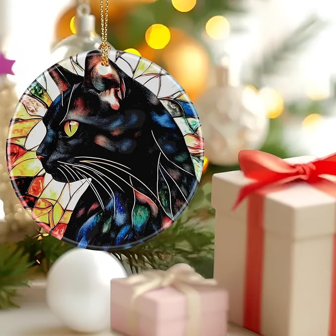 Black Cat Ornament, Christmas Ornament – Christmas Tree Decor, Holiday Decoration, Stocking Stuffer, Festive Gift Idea, Gifts for Cat Lover, Friends, and Family