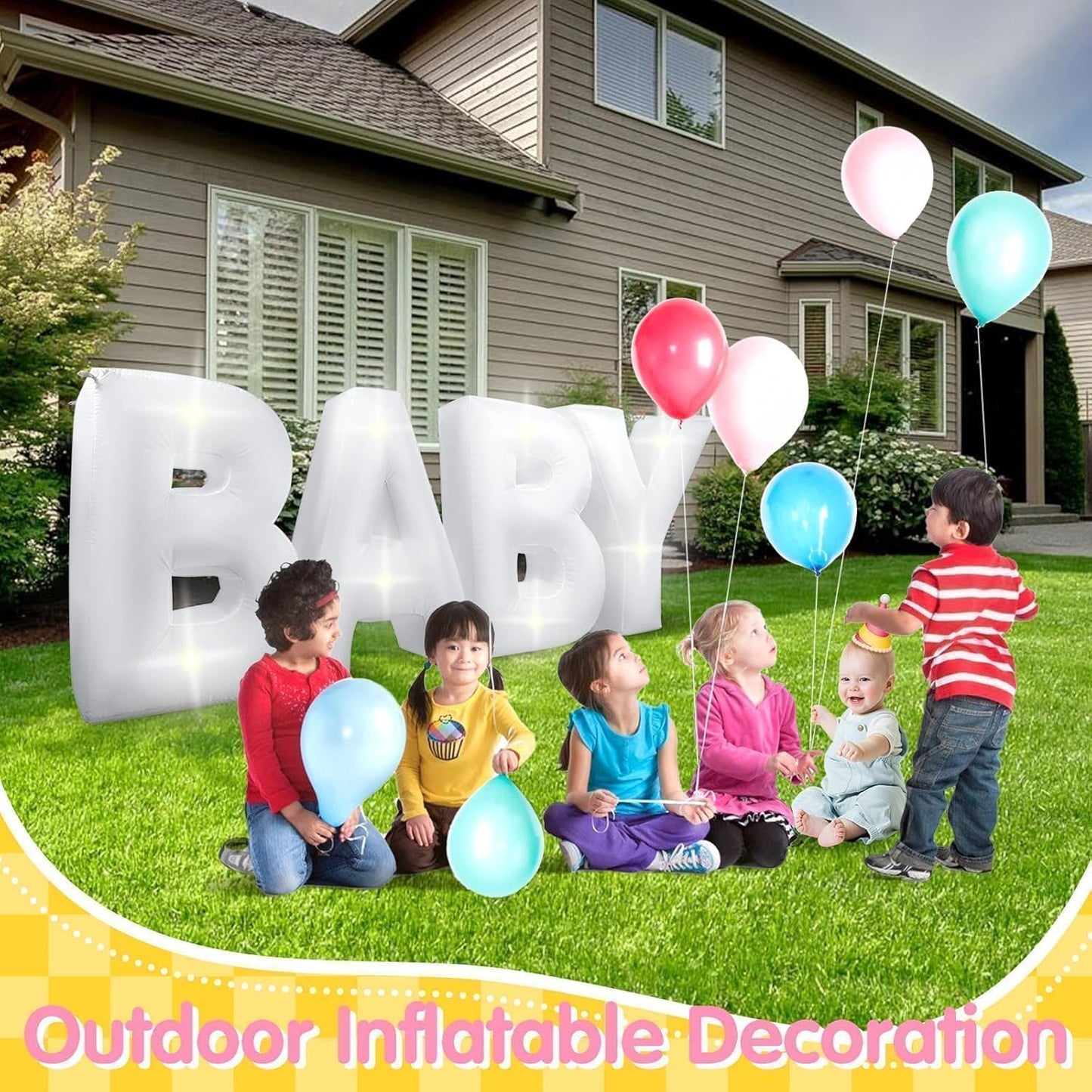 7.2FT Baby Shower Decorations Inflatable Baby Light Up Marquee Letters Decor for Girl Boy Large Baby Letter for Baby Shower Gender Reveal Party Birthday Decorations