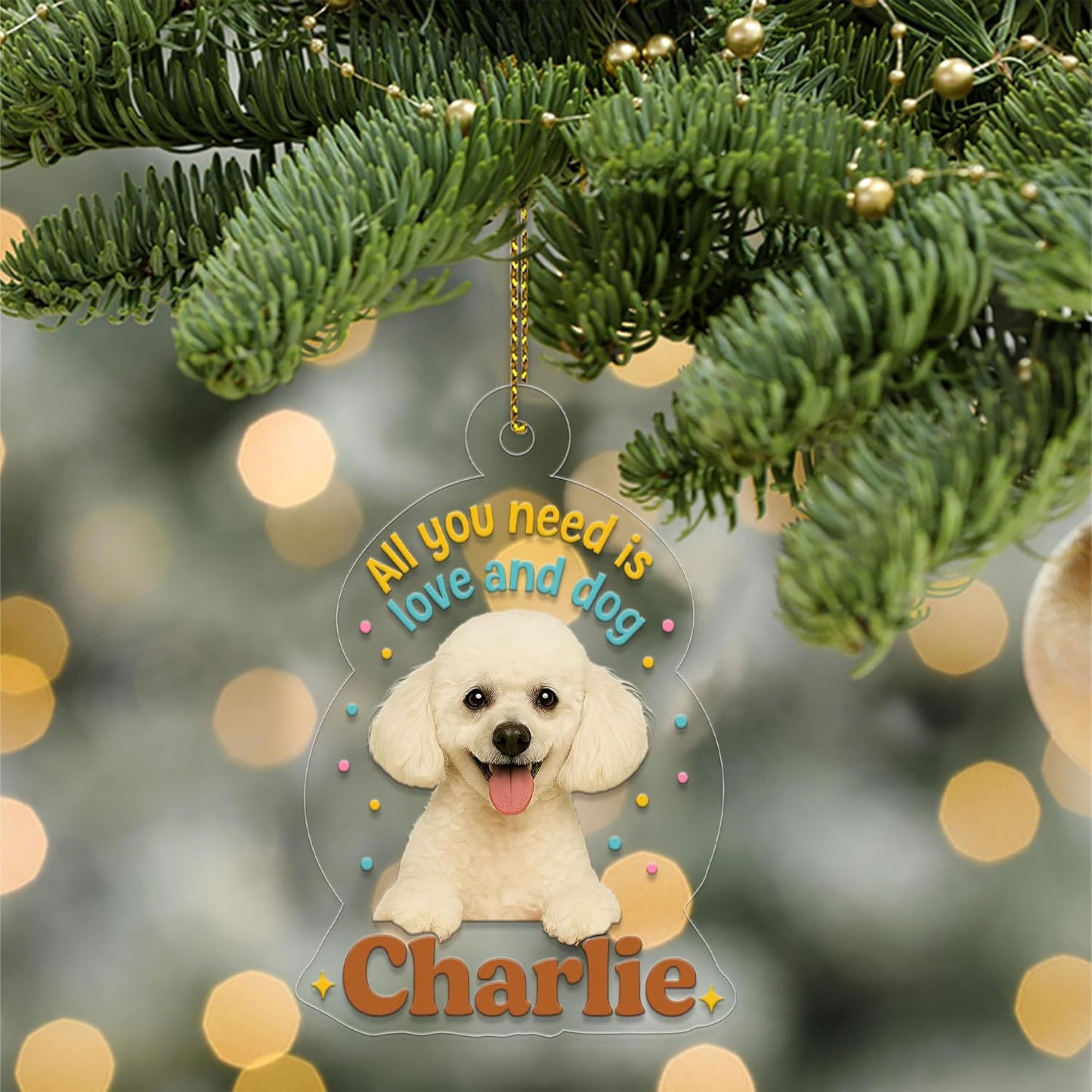 Custom Pet Photo with Name Ornament, Personalized Pet Gift, Gift For Pet Lover, Christmas Pet Decor Acrylic Ornament – Personalized Christmas Tree Decoration, Custom Holiday
