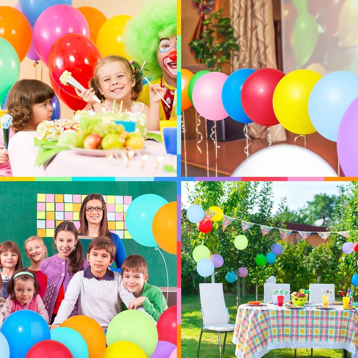 Colorful Balloons 100 PCS, Assorted Color 12 Inches Rainbow Latex Balloons with Bonus Confetti, 10 Bright Colors Party Balloons for Birthday, Wedding, Baby Shower, Decoration (Round-100)