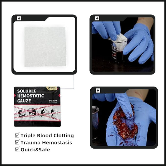 RHINO RESCUE Soluble Hemostatic Gauze Dressing 4"*35"(3ft) for Quick Clotting, Stop Bleeding Gauze for Combat, Trauma, IFAK Refill, Wound Kit, 1 Count