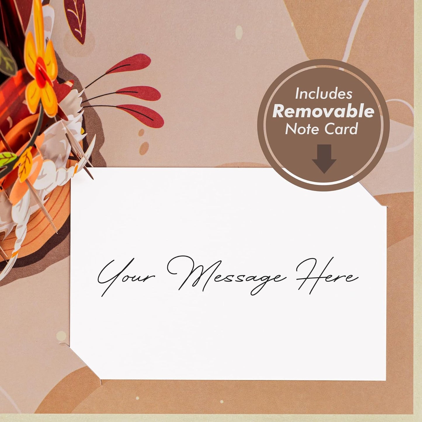 Paper Love Fall Pop Up Card, 3D Gnome, For Autumn, Thanksgiving - 5" x 7" Cover - Includes Envelope and Removable Note Tag