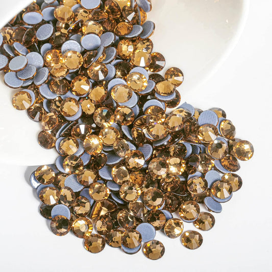 Beadsland Hotfix Rhinestones, 2880pcs Flatback Crystal Rhinestones for Crafts Clothes DIY Decoration, Light Colorado Topaz, SS8, 2.3-2.5mm
