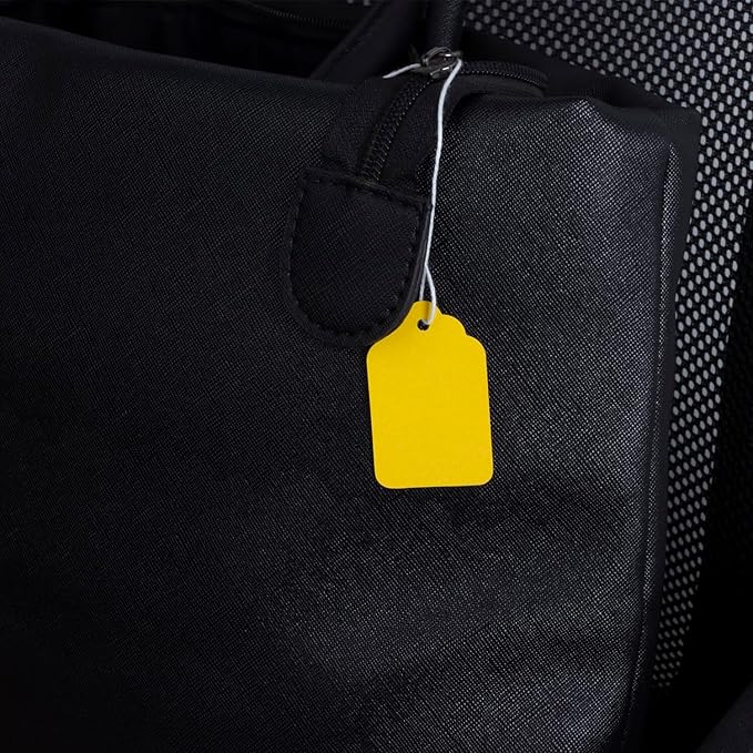 500pcs Marking Tags with String Attached, Paper Hangtags for Arts & Crafts DIY Gift Decorations Product Jewelry Clothing (1.88"x1.18", Yellow)
