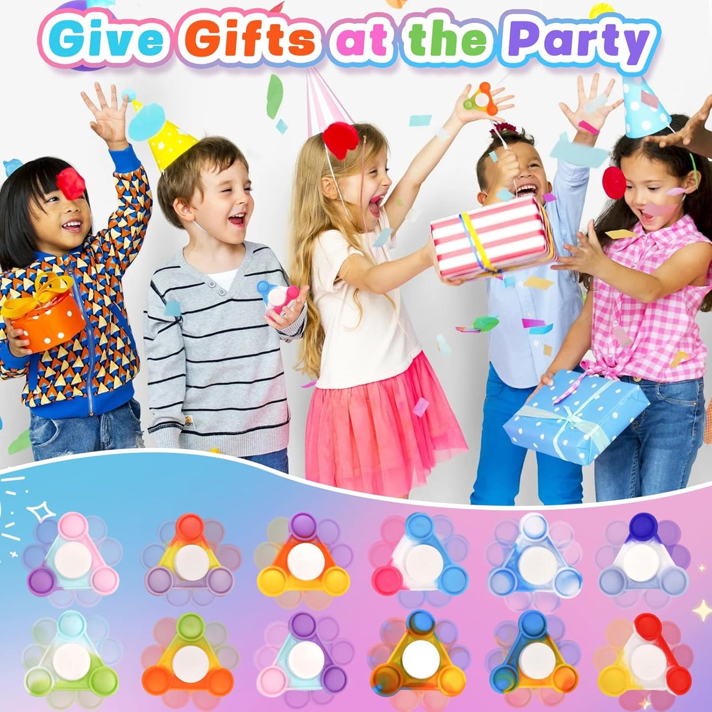 48PCS Pop Fidget Spinners - Colorful Party Favors for Kids -Fidget Spinners Bulk-Sensory Toys for Stress Relief and Anxiety - Classroom Prizes,Goodie Bag Stuffers