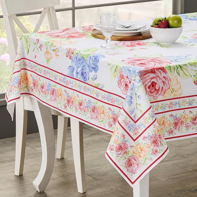 Maison d' Hermine Table Cloth Rectangle Table 100% Cotton 60 x 108 Inches Tablecloth Reusable Decorative for Dining Room Farmhouse Home Valentines Day Decorations Spring Summer - Vintage Floral